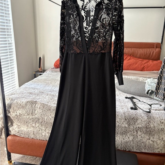 Fashion Nova Black Floral Lace Jumpsuit - Picture 2 of 5